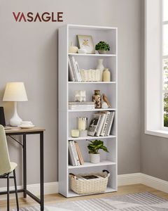VASAGLE Bücherregal, mit 6 Ebenen, Standregal, Aufbewahrungsregal, für Wohnzimmer, Büro, Schlafzimmer, Arbeitszimmer, skandinavischer Stil, 60 x 24 x 178,5 cm, weiß LBC169T14