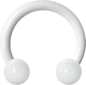 Karisma Hufeisen Bioplast Labret Lippen Brust Bauchnabel Piercing in Weiss mit 2 Edelstahl Kugeln 4mm Weiss Emailliert - Weiss F - 10.0 Millimeter