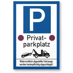 Komma Security Privatparkplatz - Parkverbot 20 x 30 cm Hinweisschild Verbotsschild Parkplatzschild Privat Parkplatz - Warnung Autos Fahrzeuge Warnschild - Parkplatz Freihalten