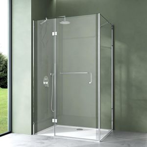 Mai & Mai Duschkabine 80x100cm ESG-Sicherheitsglas mit Lotus-Effekt & schmutzabweisender Nano-Beschichtung Echtglas-Dusche R04k