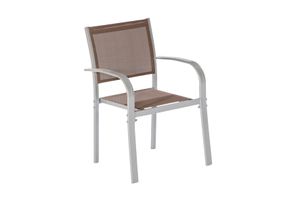 Sada 2 stohovacích židlí Merxx "Ostia" - hliníkový rám s textilním potahem taupe