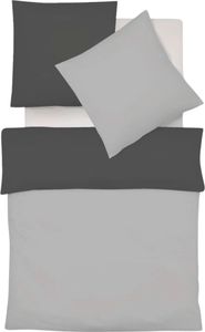 Fleuresse Halbleinen Wendebettwäsche Provence W Verviers 155x220 cm + 80x80 cm grau-schiefer