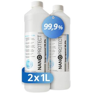 Nanoprotect Isopropanol 99,9% | 2 x 1 Liter Reiniger | Hochprozentiger Isopropylalkohol | IPA Reinigungsalkohol für Haushalt und Elektronik