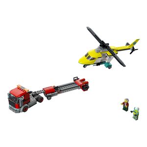 LEGO 60343 City Hubschrauber Transporter, Spielzeug ab 5 Jahren mit LKW, Rettungshubschrauber und Minifiguren, Geschenkidee