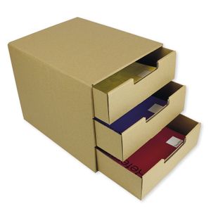 TimeTEX Natura-Schubladen-Box A4 mit 3 Schüben, aus Pappe