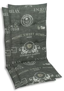 GO-DE Textil, Sesselauflage Mittellehner, 2er Set, Farbe: grau, Maße: 108 cm x 48 cm x 5 cm, Rueckenhoehe: 60 cm