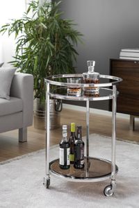 Fink Barwagen Siena braun, silberfarben Edelstahl , Glas Höhe 81 cm