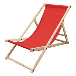 ECD Germany Liegestuhl klappbar aus Holz, Rot, bis 120kg