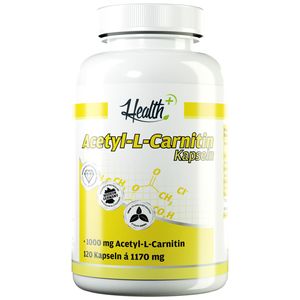 HEALTH+ Acetyl-L-Carnitin Kapseln hochdosiert | verbessertes Denkvermögen | Hochdosiert | 1000 mg pro Kapsel