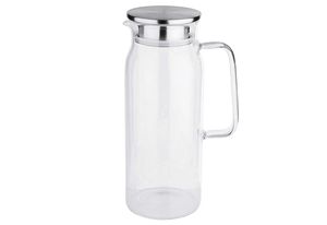 APS Glaskaraffe mit Deckel 1,5 Liter Glas/Edelstahl