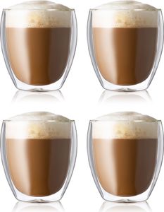 4er Set Mundgeblasene Doppelwandige Thermogläser – Hitzebeständige Latte Macchiato & Kaffeegläser Teeglas, Espresso, Cappuccino 350ml 4er Set Mundgeblasene Doppelwandige Thermogläser – Hitzebeständige Latte Macchiato & Kaffeegläser Teeglas, Espresso, Cappuccino 350ml