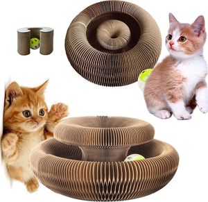 Kratzbretter Katze, Magic Organ cat Scratcher Board, Kratzpappe für Katzen mit Glöckchen, Recyceltes Wellpappenpapier, Kätzchen Kratzbaum, Interaktives Faltbares Kratzspielzeug