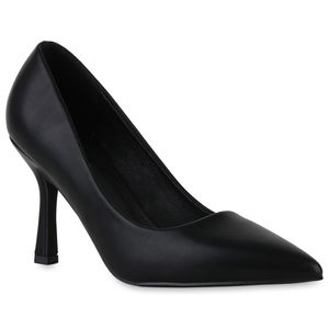 VAN HILL Damen Spitze Pumps Stiletto Klassische Schuhe 840036, Farbe: Schwarz, Größe: 38