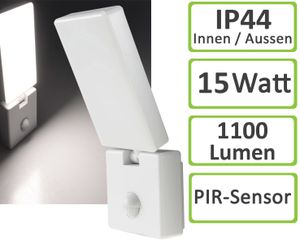 Chilitec LED Außenlampe mit Bewegungsmelder Reichweite 9 m 140° Sensor - Wandlampe für Haus und Garten - Leuchte in weiß für Innen und Aussen