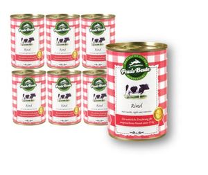 Paul's Beute ¦ Rind mit Karotte, Apfel & Petersilie - 6 x 400g ¦ nasses Futter für ausgewachsene Hunde in Dosen