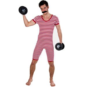 Badeanzug Kostüm Retro 20er Jahre Badeanzug rot-weiß historisch für Erwachsene, Größe:S