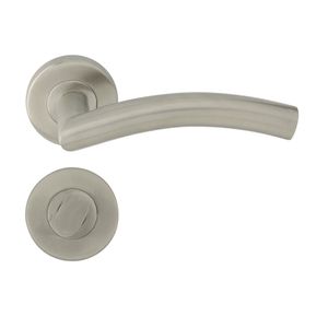 DOMINO Türgriff Drückergarnitur WC-Bad Set | Tür-klinke für Zimmertür, Bürotür, Kellertür & Innentür | Türbeschläge aus Edelstahl | INOX |PRADO-R INOX