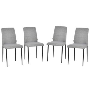 HOMCOM 4er-Set Küchenstühle Esszimmerstühle Bürostuhl mit Rückenlehne Polstersessel Kunstleder Sessel Holzbeine Grau 41,5 x 54,5 x 87cm