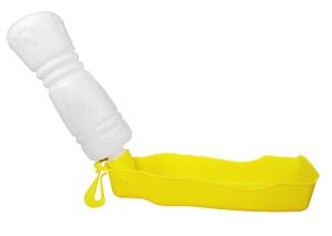 Hunde-TRINKFLASCHE 450ml faltbar Reisetrinkflasche für Unterwegs Hundenapf Hund Wassernapf Wasserflasche 43 (Gelb)