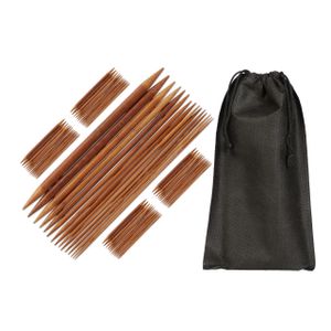 relaxdays 75-tlg. Nadelspiel aus Bambus mit Tasche