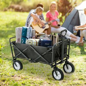 MODFU Bollerwagen Faltbarer Bollerwagen 120KG Handwagen Gartenwagen (tragbar Strandwagen Gartenwagen Faltwagen mit verstellbarem Griff), All Terrain Trolley bis 100kg, Schwarz