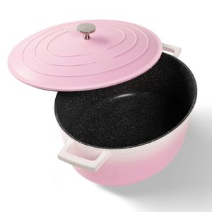STONELINE® Cocotte Bräter Oval 32x25 cm Rosa | mit Deckel