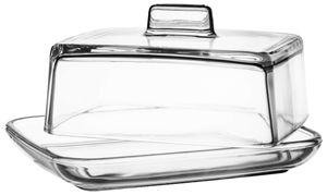 KADAX Butterdose aus Glas "Calvi", rechteckige Butterglocke mit Deckel, Transparent, 14 cm, 1 Stück