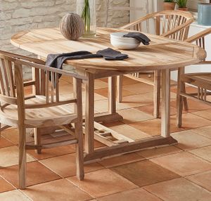 Gartentisch ausziehbar Teak Holz 120 - 170 cm oval BORNEO