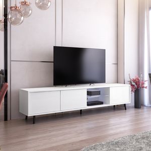 Selsey  TV-Lowboard  GALHAD Weiß Matt/ Weiß Hochglanz mit weißer LED-Beleuchtung 175 cm breit