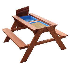 AXI Dave Kinder Sand & Wasser Picknicktisch aus Holz | Wasserspieltisch & Sandtisch mit Deckel und Behältern | Kindertisch / Matschtisch in Braun für