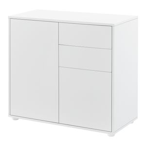 Sideboard Kommode 74 x 79 x 36 cm mit 2-2 Schubladen und Schranktüren Beistellschrank Spanplatte Weiß matt