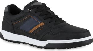 VAN HILL Herren Sneaker Low Schnürer Bequeme Profil-Sohle Schuhe 839999, Farbe: Schwarz Dunkelblau, Größe: 45