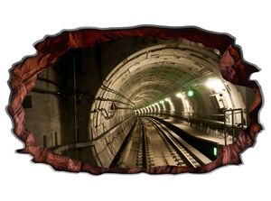 3D Wandtattoo U Bahn U-Bahn Zug Tunnel Retro selbstklebend Wandbild Tattoo Wohnzimmer  Wand Aufkleber 11M1932, Wandbild Größe F:ca. 140cmx82cm