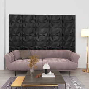 vidaXL 3D Wandpaneele 12 Stk. 50x50 cm Diamant Schwarz 3 m² - Wandpaneel - Wandpaneele - 3D Wandpaneel - Wandpaneel Selbstklebend