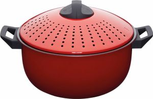 KitchenCraft: Welt der Aromen - Großer Nudelkocher mit Deckelsieb, rot, 4 Liter