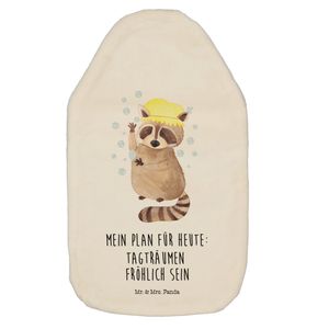 Mr. & Mrs. Panda Wärmflasche Waschbär - Weiß - Geschenk, waschen, Körnerkissen, lustige Sprüche, Kinderwärmflasche, Wärmekissen, Tagträumen, Seifenblasen, Tiere, Plan