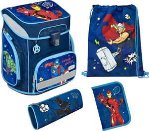 Schulranzen Set Avengers 5-tlg Jungen 1. Klasse - Schultasche mit Turnbeutel Federmappe für Grundschule