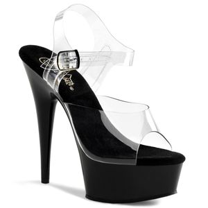 DELIGHT-608 Damen Sandale von Pleaser, Transparent Schwarz , EU 40, US 10