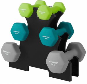 SONGMICS Sada činek, sada činek 12 kg, šestihran, neoprenové činky