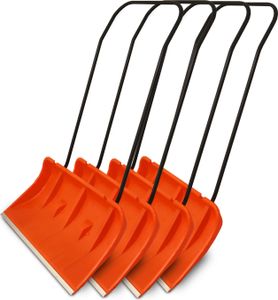 Bituxx Schneeschieber 80cm Schneeschaufel Schneewanne Schneeschild extra Breit mit Bügelgriff und Räder Orange (4 Stück) MS-19580