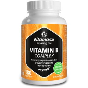 Vitamaze Vitamin B-Complex, veganské tablety s vysokou dávkou, 180 tablet