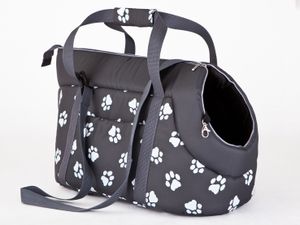 HobbyDog Hundetragetasche Hundetransporttasche Transporttasche Tragetasche - Größe: XL - Graphit mit Pfoten