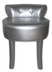 Casa Padrino Designer Hocker Boston Silber / Silber mit Bling Bling Steinen - Barock Schminktisch Stuhl
