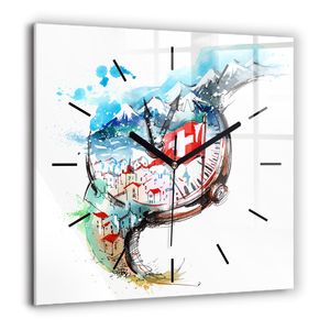 Wallfluent Große Wanduhr – Stilles Quarzuhrwerk - Uhr Dekoration Wohnzimmer Schlafzimmer Küche - Zifferblatt mit Striche - schwarze Zeiger - 60x60 cm - Schweizer Uhr