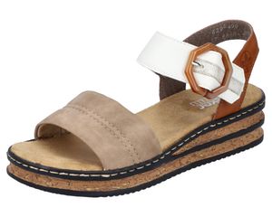 Rieker Damen Sandale Keilabsatz Klettverschluss 62964, Größe:39 EU, Farbe:Beige
