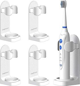 Simpleetome Zahnbürstenhalter Wand montiert abnehmbare elektrische verstellbare Zahnpasta Organizer Badezimmer Aufbewahrungsset 4 Teile (weiß)