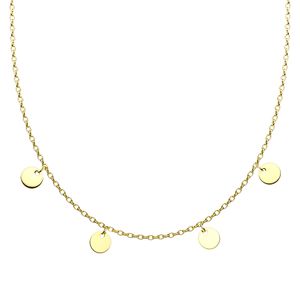 viva-adorno Edelstahl Damenkette mit Plättchen Coin Kette Halskette Runde Anhänger 44cm Länge HK42,gold