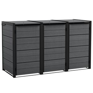 Keter Mülltonnenbox "Hide Away" 3x 240L Anthrazit - 205x84x121 cm - nahtlos erweiterbar - naturgetreue Holzoptik