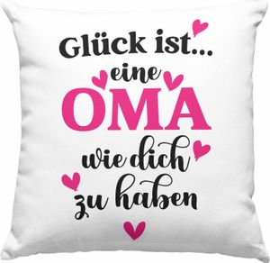 Trendation - Oma Deko-Kissen mit Füllung 40x40 mit Spruch Geschenk von Enkel für Beste Oma Muttertag Geburtstagsgeschenk  (Grau)