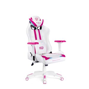 Diablo X-Ray Gaming Stuhl Bürostuhl Kinderstuhl Schreibtischstuhl 2D Armlehnen Ergonomisches Design Kunstleder Perforation Wippfunktion (weiß-pink, Kindergröße)